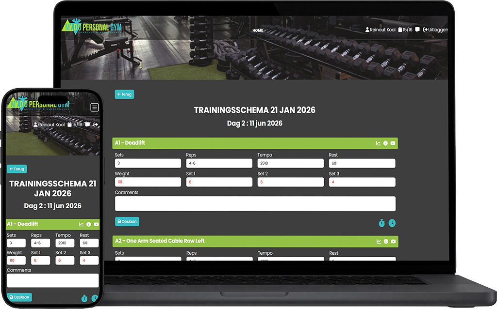 MiDo Trainingsapp op tablet en smartphone